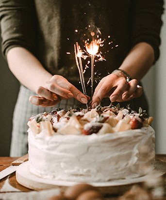 Sparkler on a celebration cake