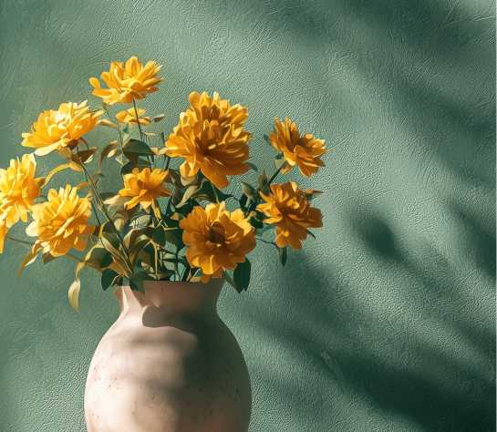 Yellow flowers in a vase